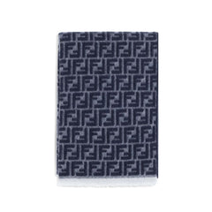Fendi Blue Fleece Wool Scarf