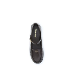 Miu Miu Brown Calf Leather Bos Taurus Slip-On Loafers