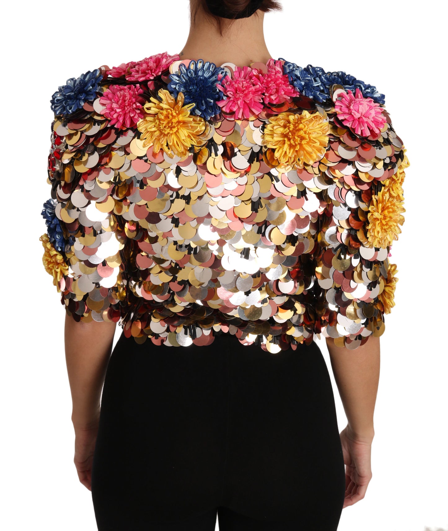 Dolce & Gabbana Krystallpaljettblomsterjakke med paljetter