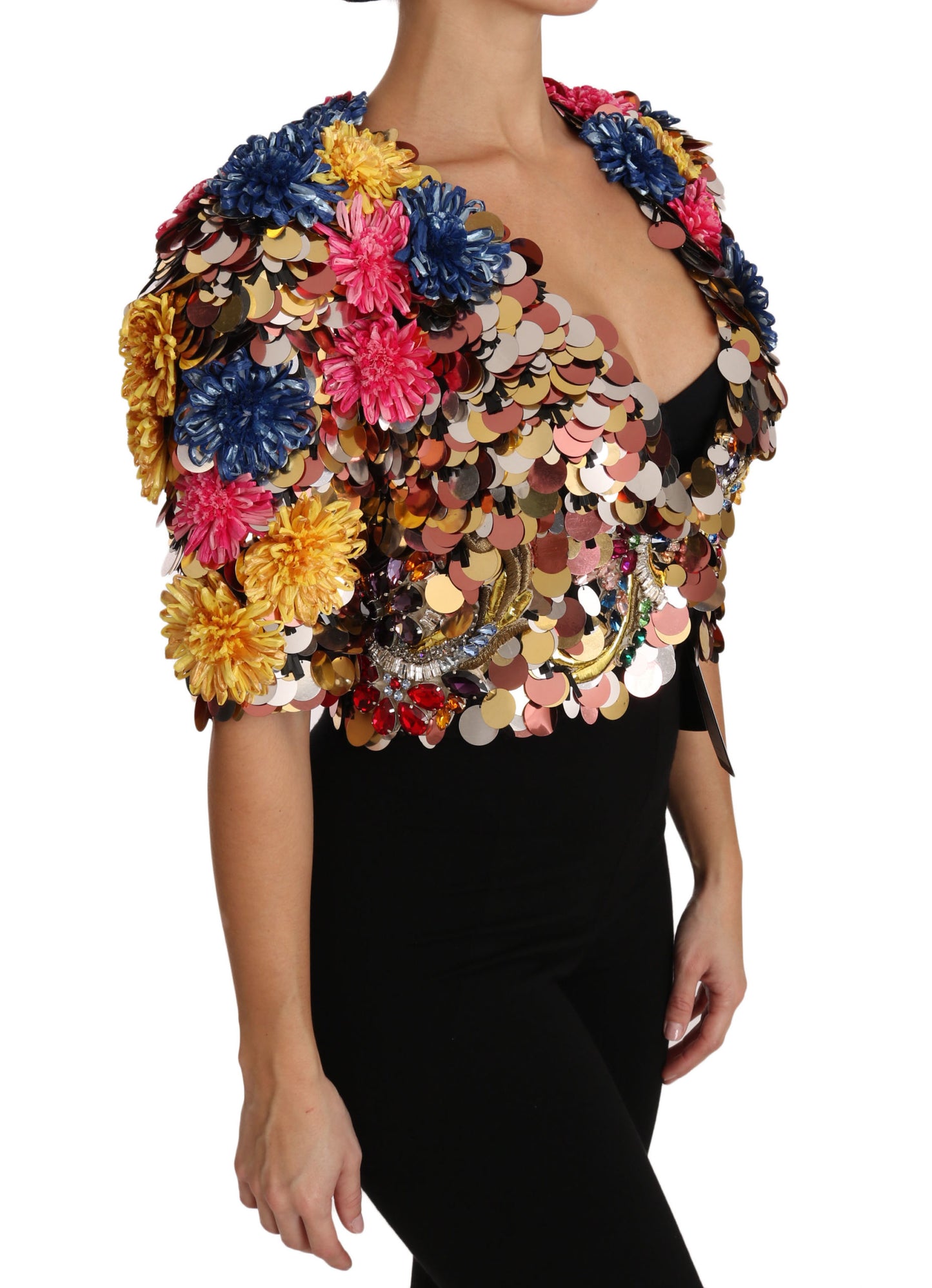 Dolce & Gabbana Krystallpaljettblomsterjakke med paljetter