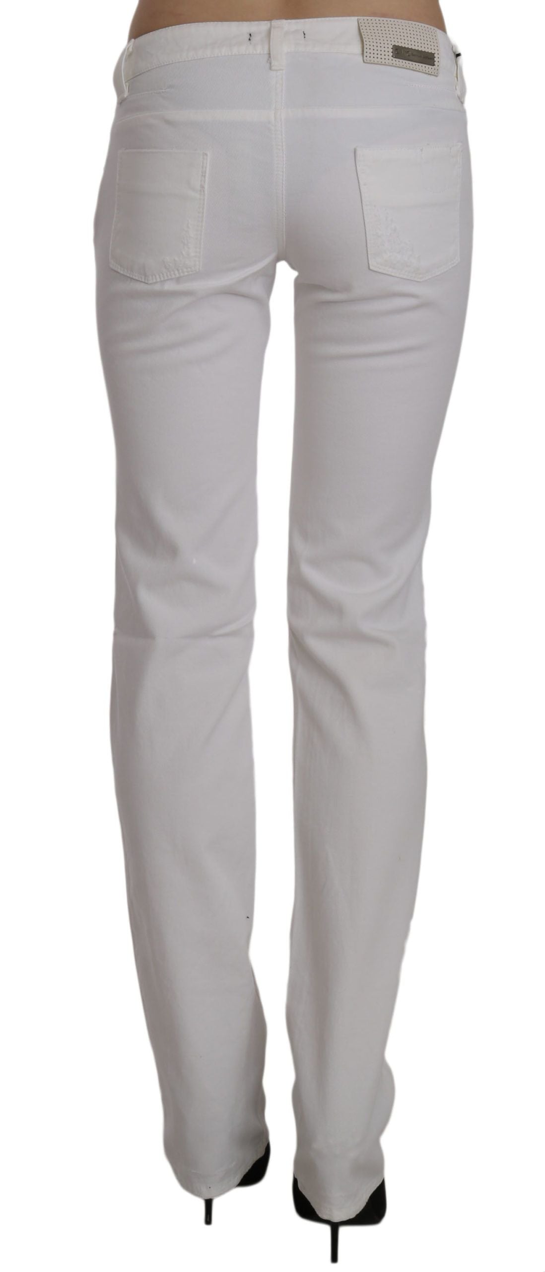 Costume National Vita Bomulls Slim Fit Raka Jeansbyxor