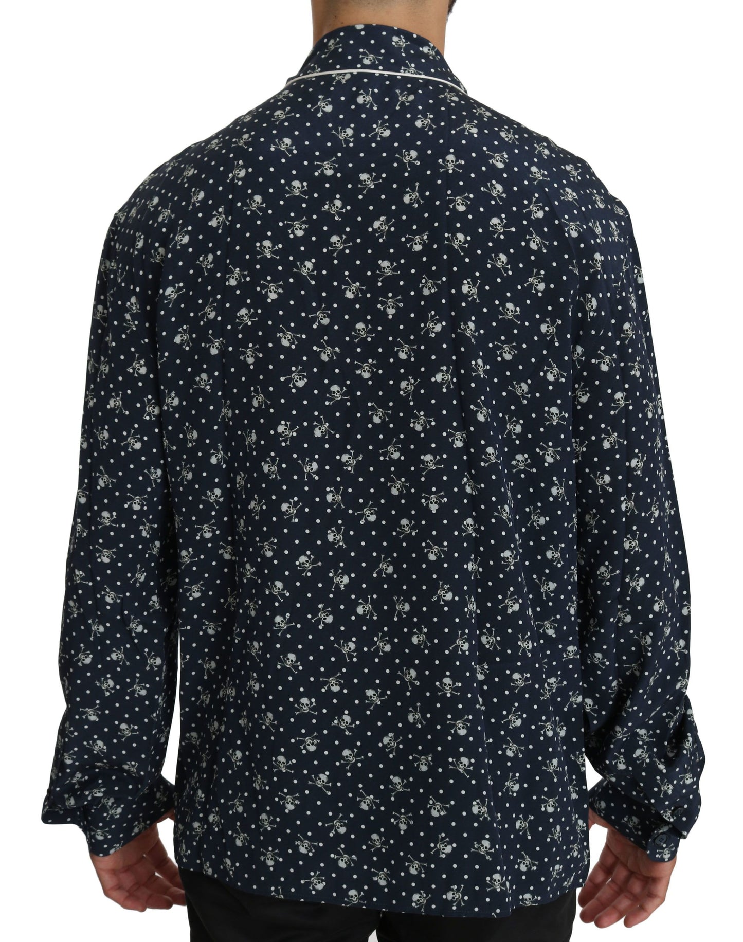 Dolce & Gabbana Blå Skjorta med Dödskalletryck i Siden