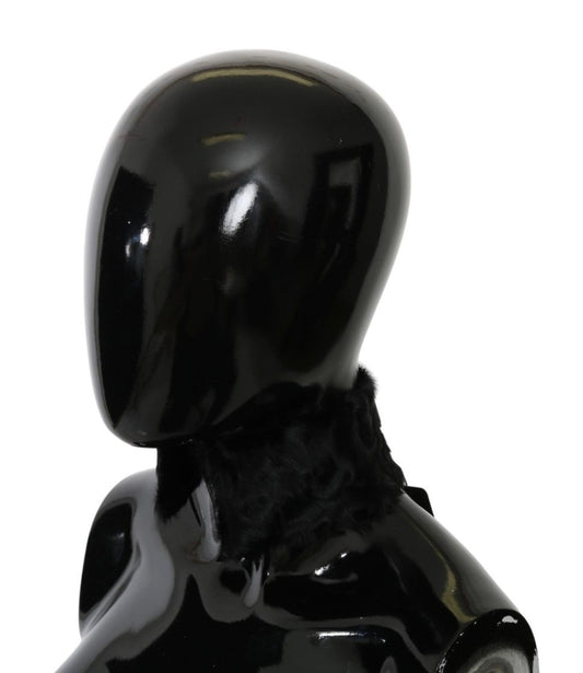 Dolce & Gabbana Svart Pelskrage Omslagsskjerf i Lammeskinn