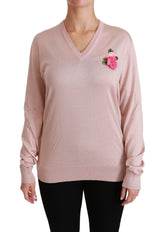 Dolce & Gabbana Rosa Blommig Pullover Sidentröja