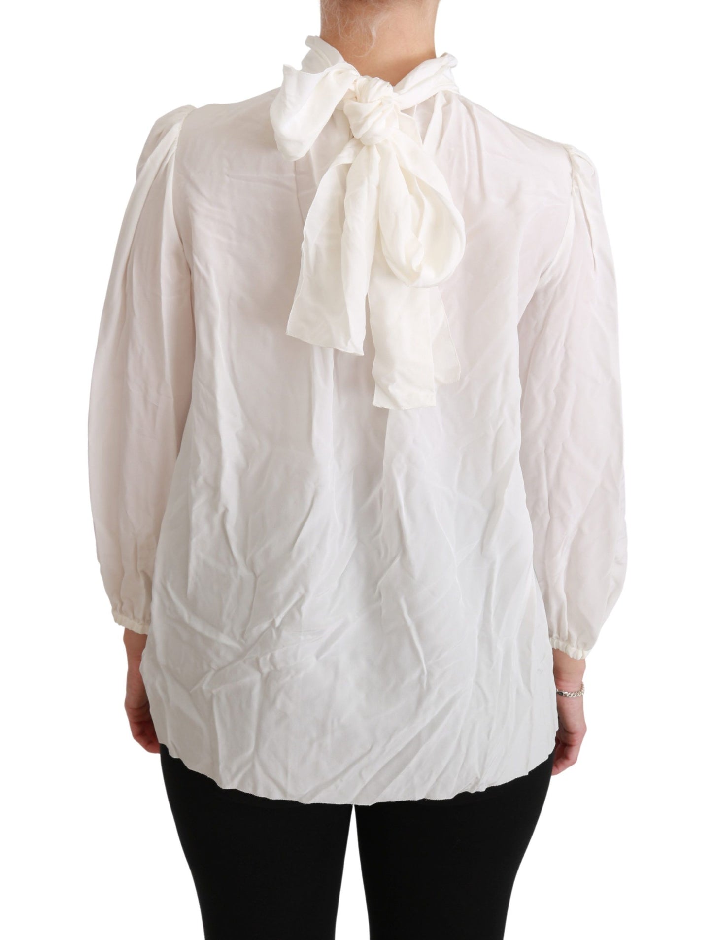 Dolce & Gabbana Vit Polokrage Blus Skjorta Sidentopp