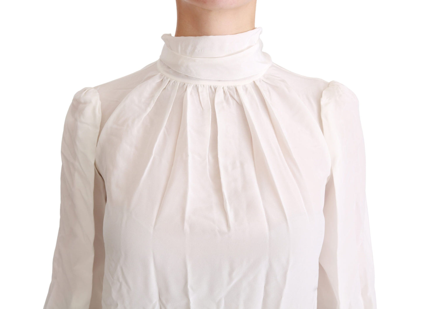 Dolce & Gabbana Vit Polokrage Blus Skjorta Sidentopp