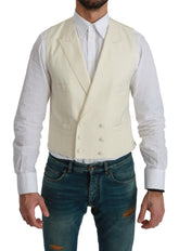 Dolce & Gabbana White Waistcoat Formal Wool Vest