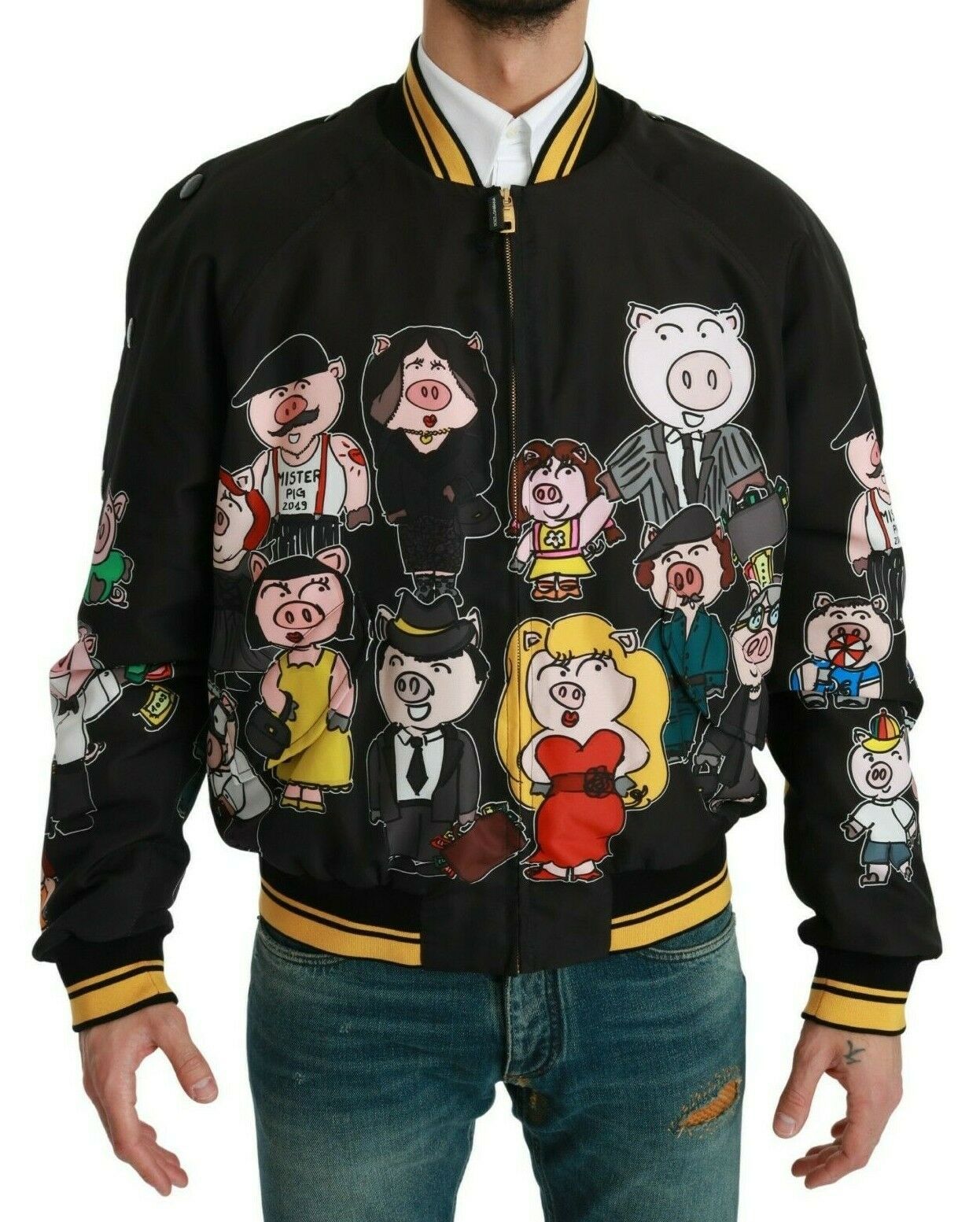 Dolce & Gabbana svart YEAR OF THE PIG bomberjakke
