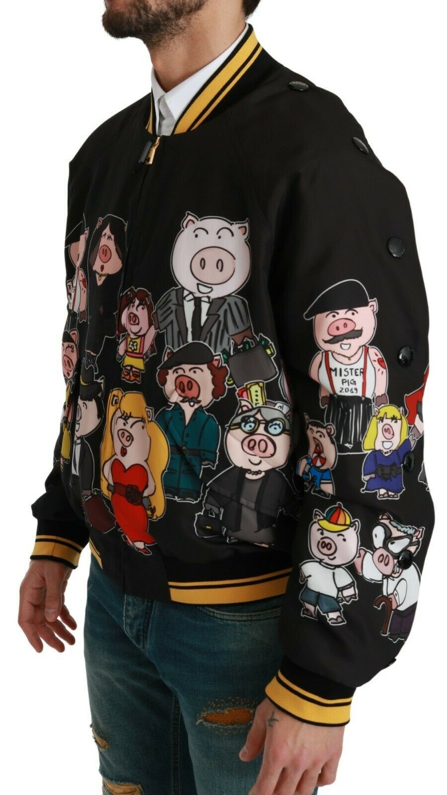 Dolce & Gabbana svart YEAR OF THE PIG bomberjakke