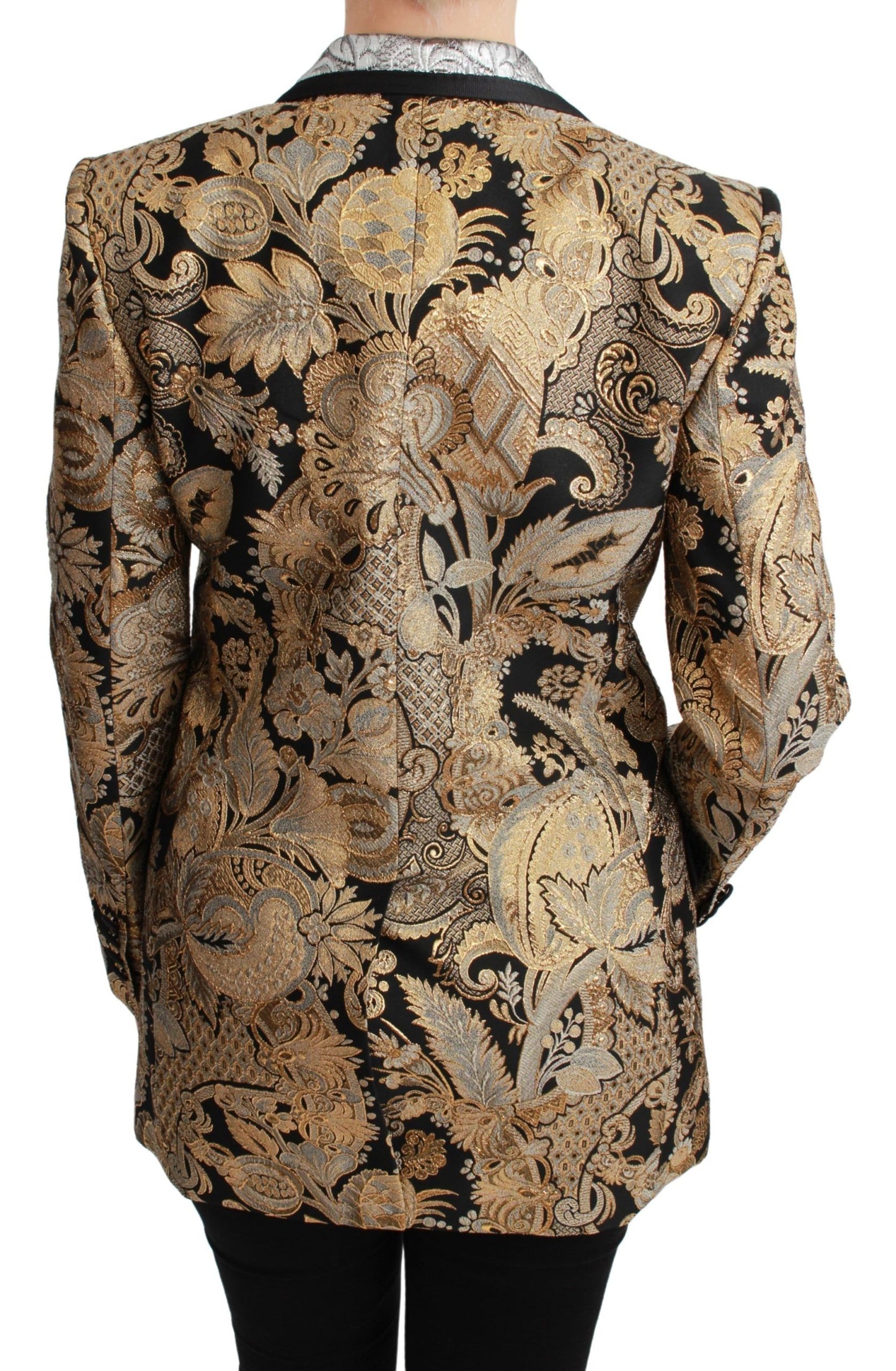 Dolce & Gabbana Svart Guldfärgad Jacquard Kavaj