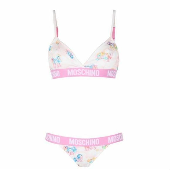 Moschino Vit My Little Pony BH-set med trosor, tvådelad bikini
