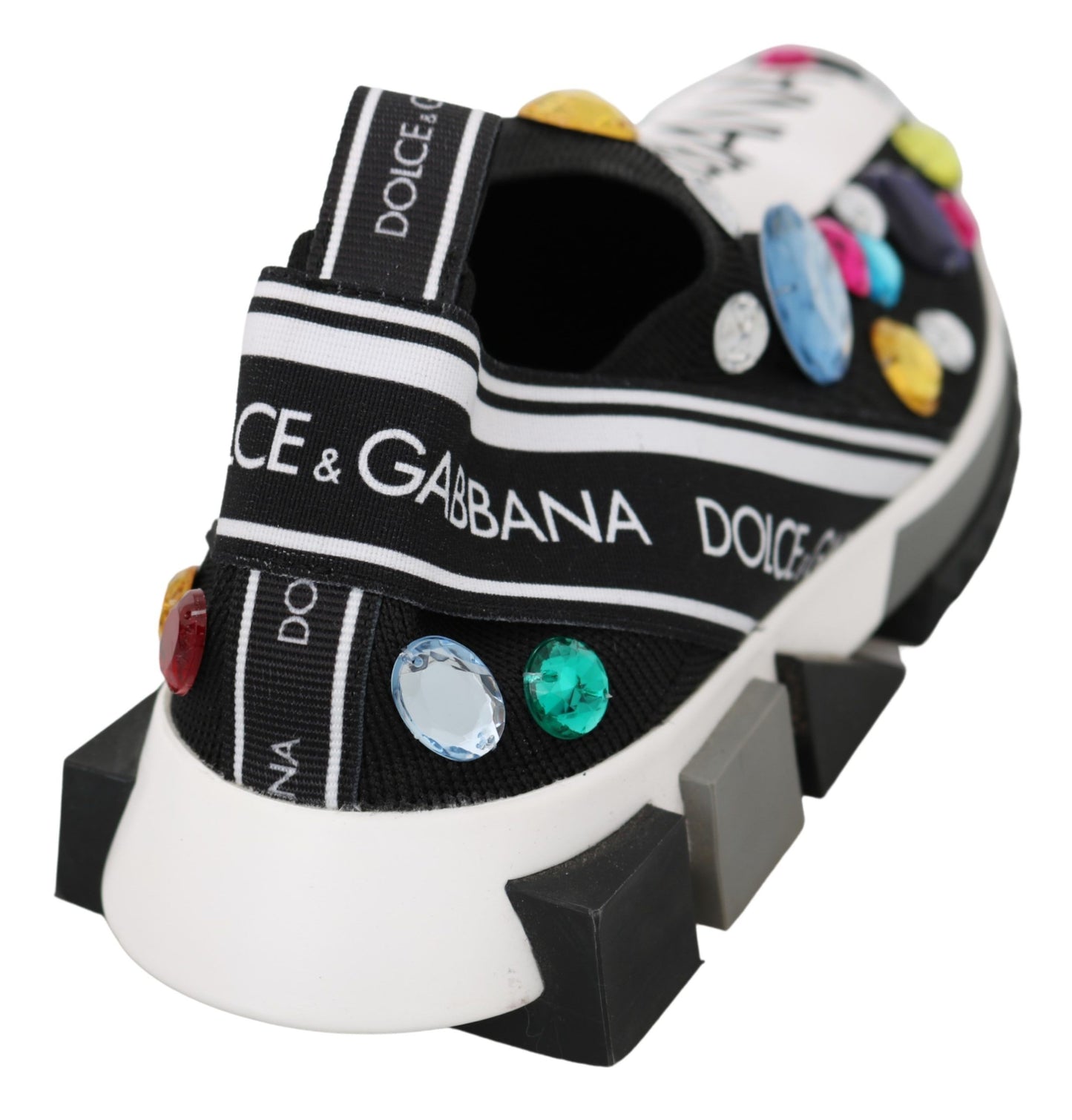 Dolce & Gabbana Svarte Flerfargede Krystallsneakers Sko