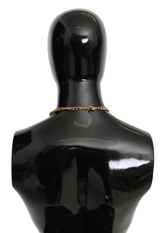 Dolce & Gabbana Gröna löv Halsband med hänge i guldfärgad mässingskristall och blomma