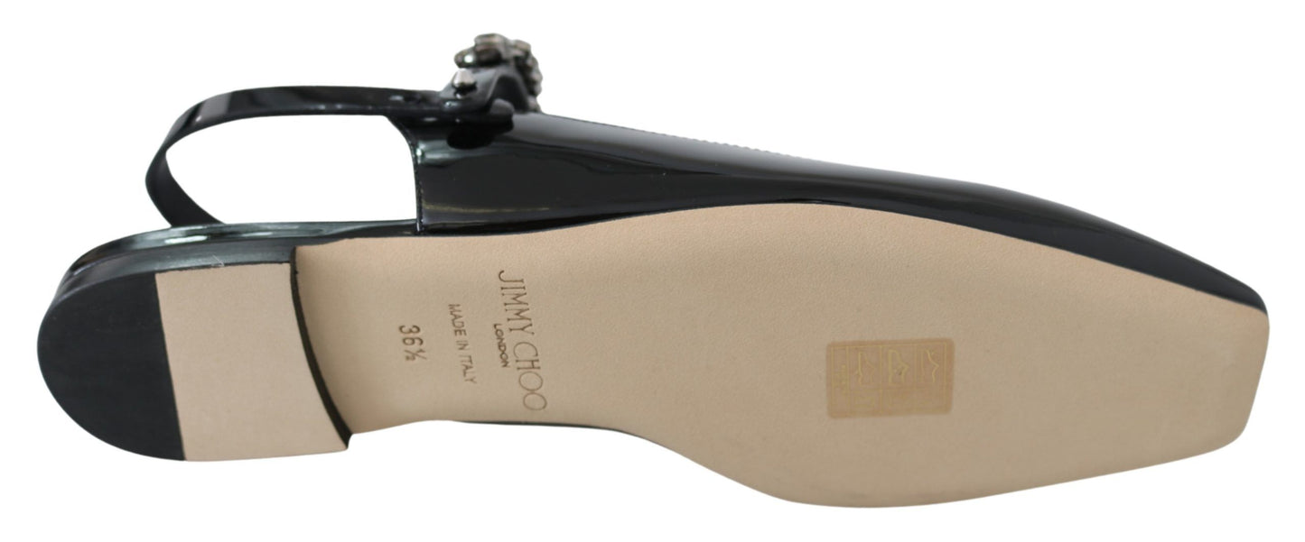 Jimmy Choo eleganta svarta lackskor med kristalldetaljer