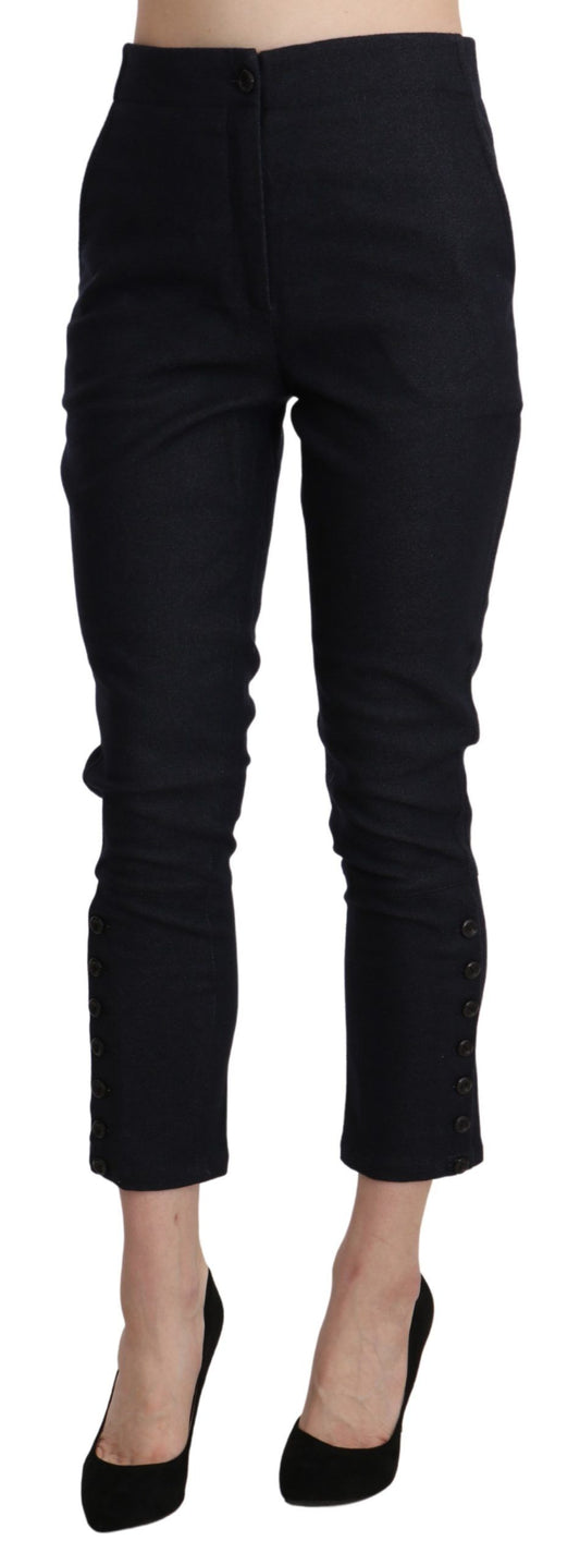 Ermanno Scervino Svarta Capribyxor med Hög Midja och Beskurna Bomull