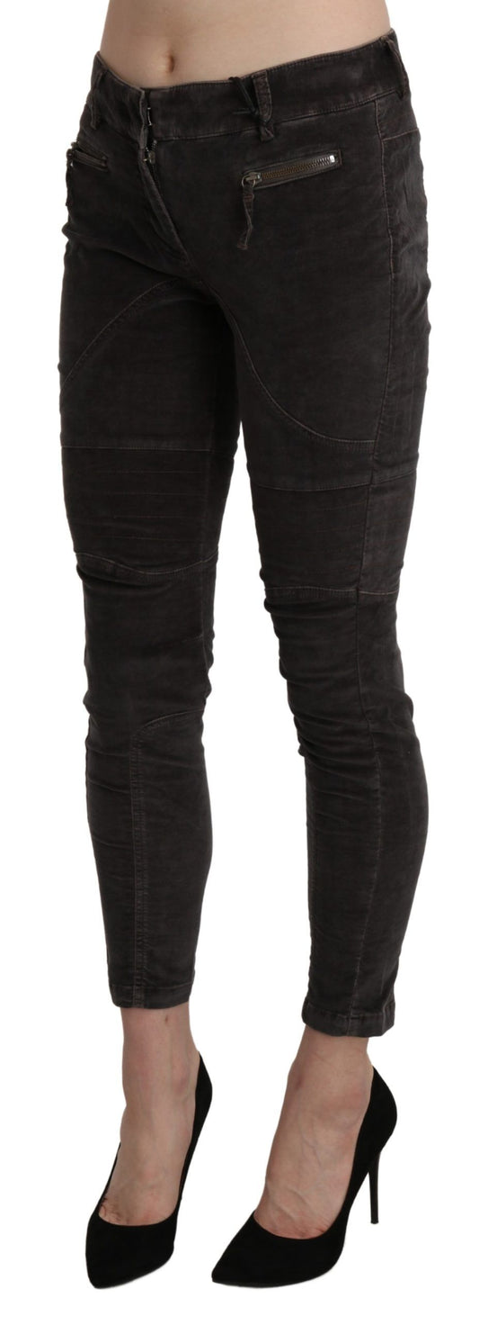 Ermanno Scervino Brown Velvet Capri Cropped Cotton Byxor