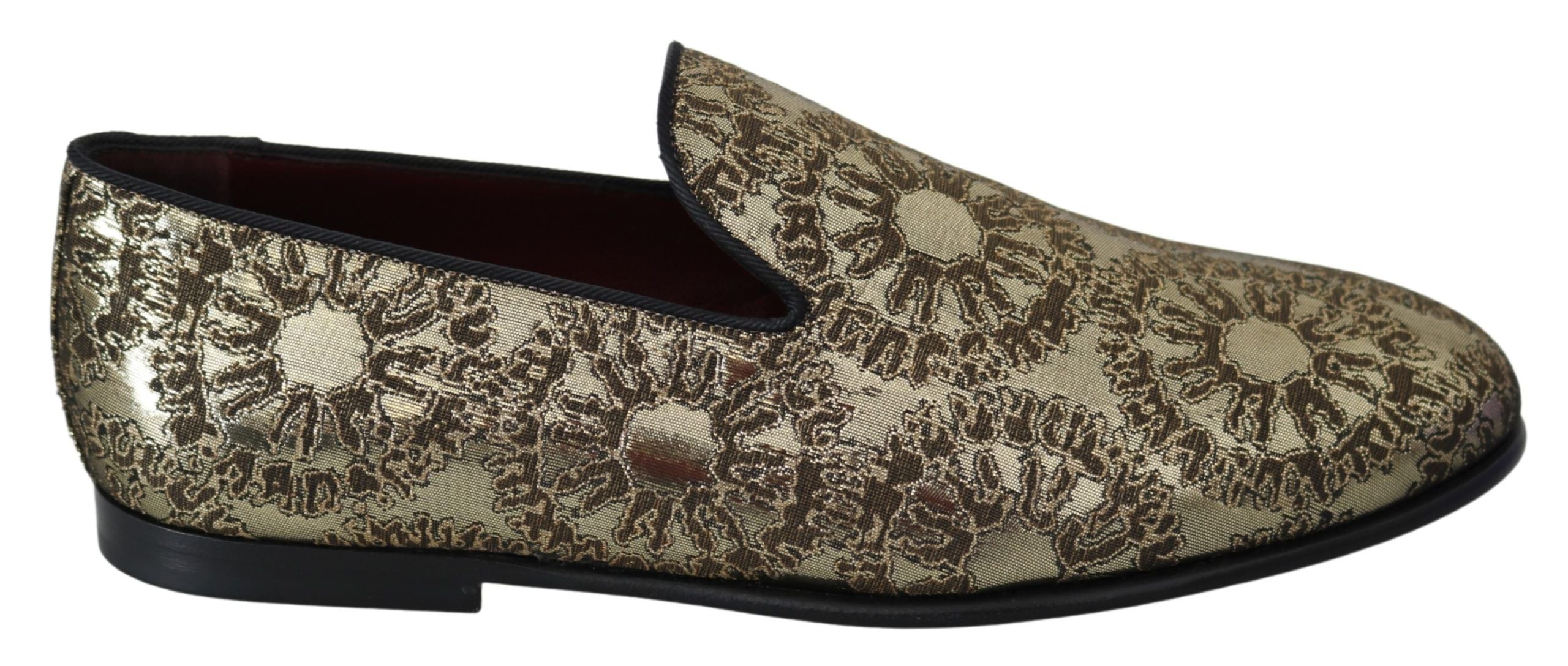 Guldfärgade Jacquard Flats Herrloafers