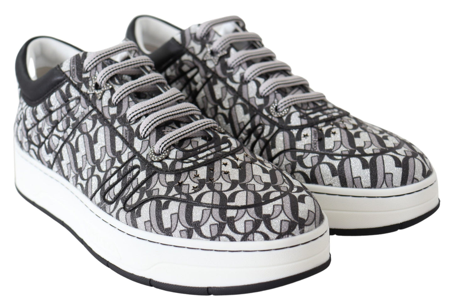Jimmy Choo Glittrande Slip-On Sneakers - Silver och Svart