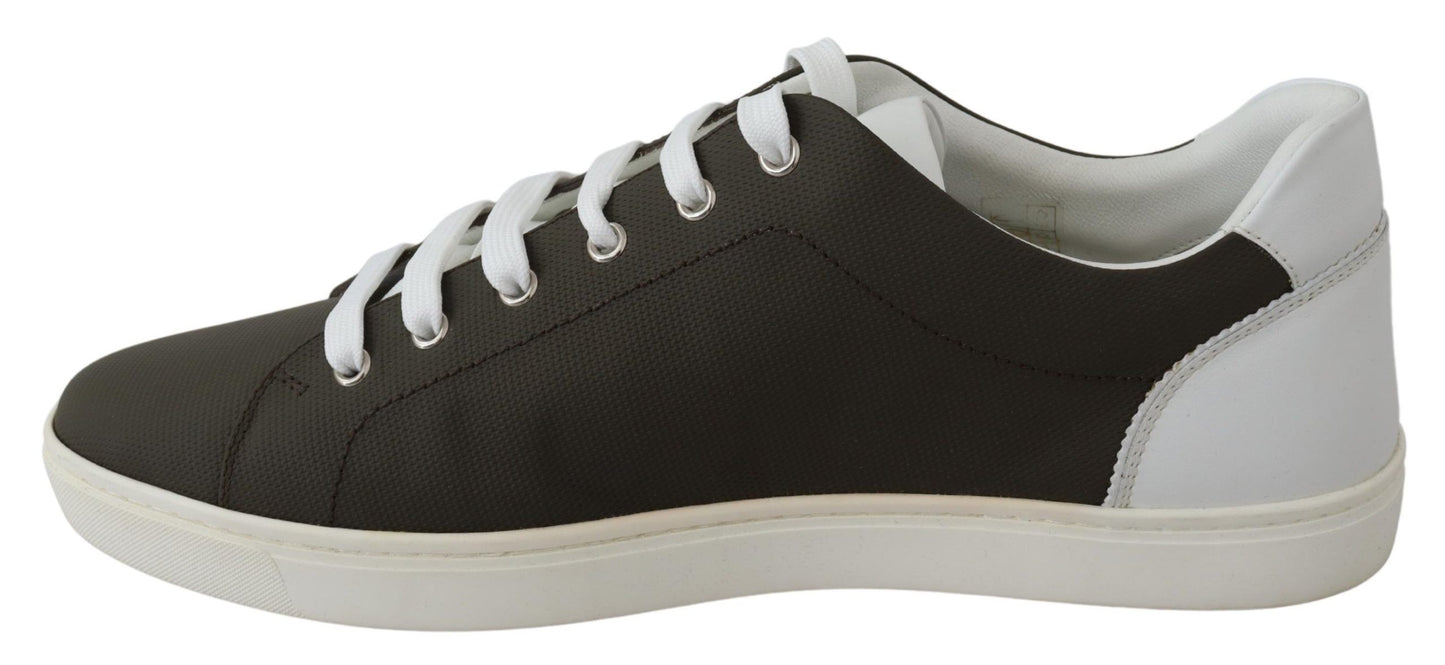 Dolce & Gabbana Vita Gröna Låga Sneakers i Läder