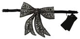 Dolce & Gabbana Silver Tone 100% Silk Crystal Embellished Women Bowtie