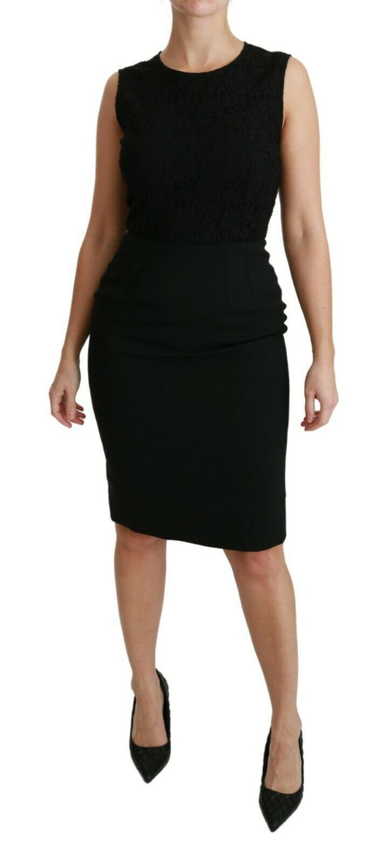 Dolce & Gabbana svart blomsterkjole med blonder