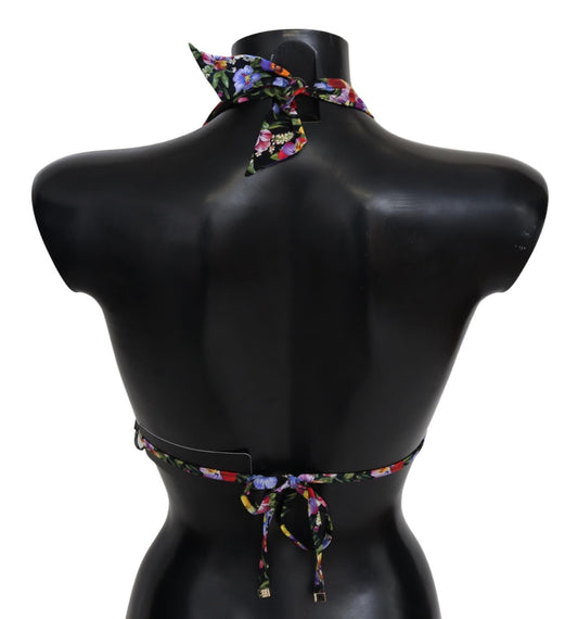 Dolce & Gabbana Svart Blommig Baddräkt Strandkläder Bikiniöverdelar