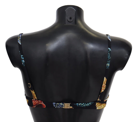 Dolce & Gabbana Svarta Snäckskal Mönstrade Dam Badkläder Bikiniöverdelar