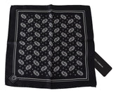 Dolce & Gabbana Black Patterned Square Scarf Silk Handkerchief