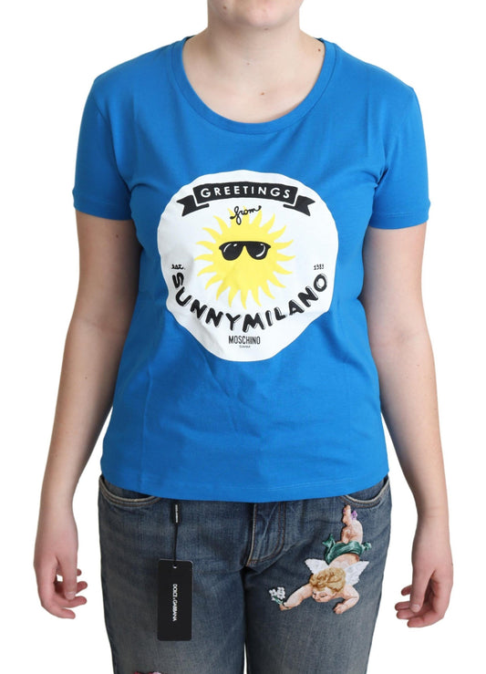 Moschino Blå Bomull Sunny Milano Mönstrade Toppar T-shirt
