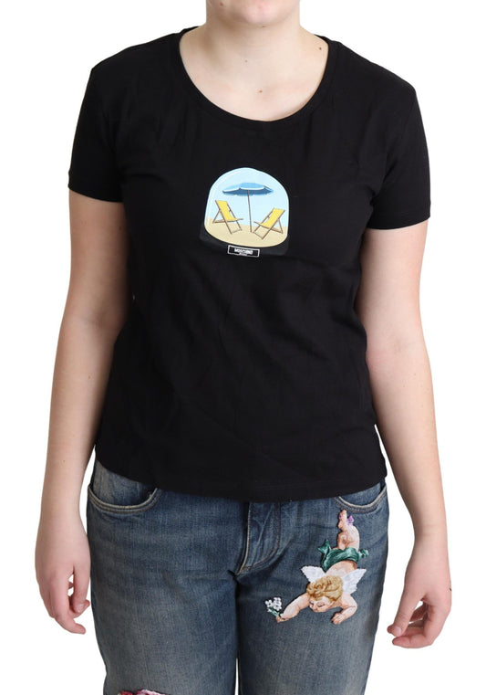 Moschino svart t-shirt med korta ärmar i bomull och tryck