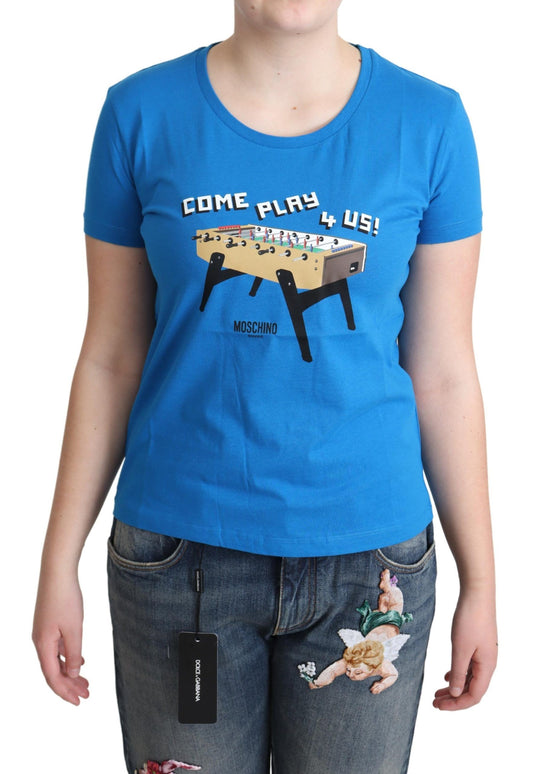 Moschino Blå Bomull Come Play 4 Us Tryckt T-shirt