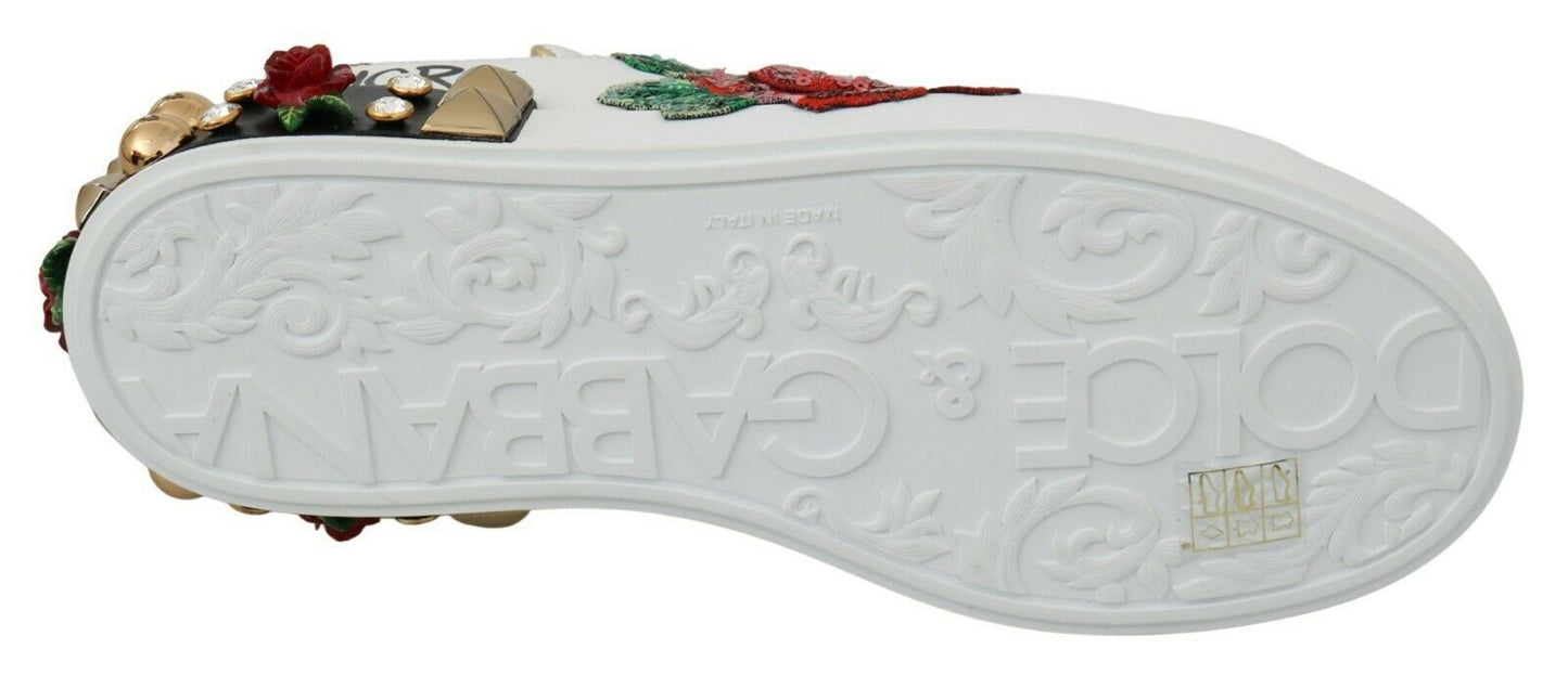 Dolce & Gabbana Vita Rosor Paljetterade Kristaller Dam Sneakers Skor