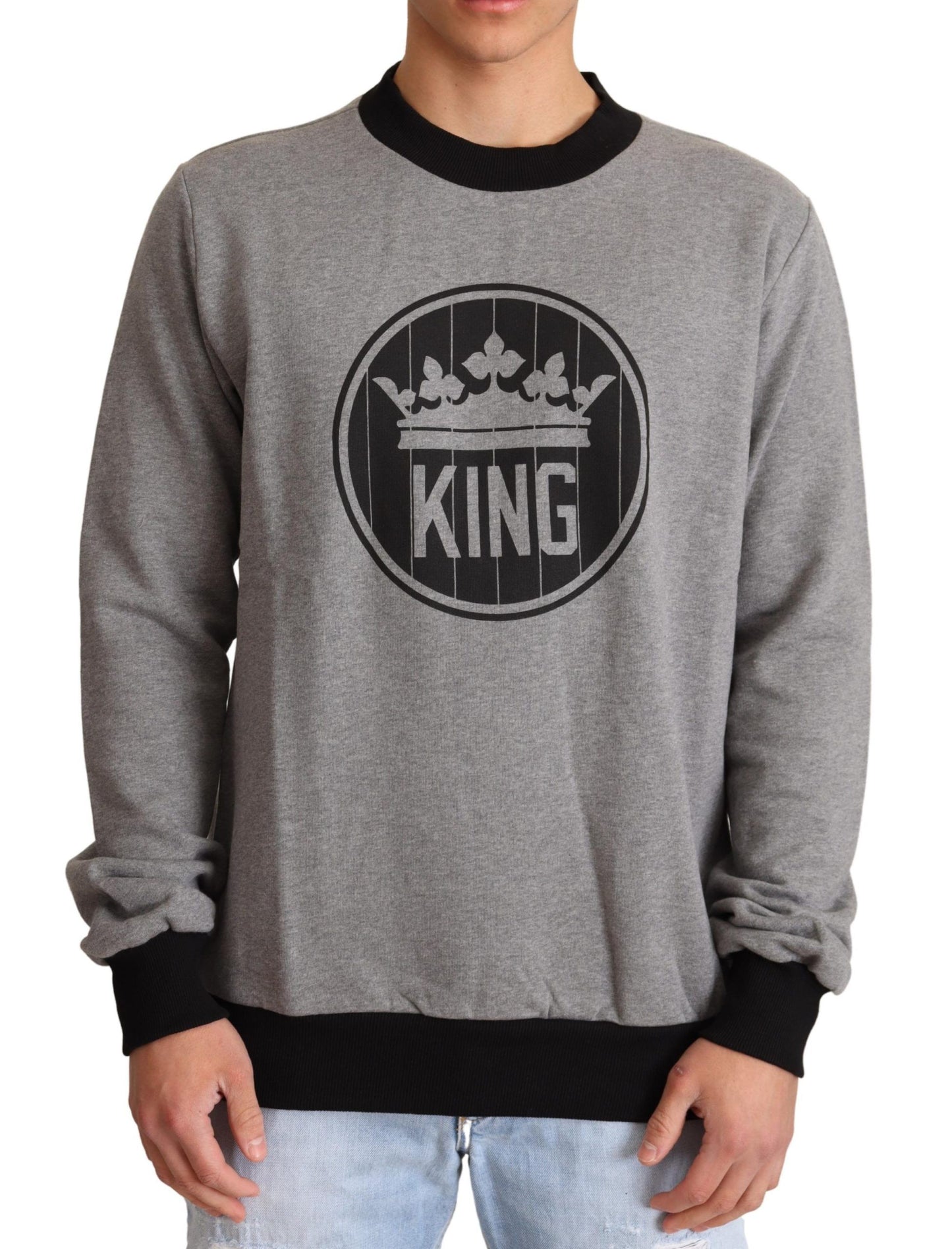 Dolce & Gabbana Grå Crown King Bomullsgenser