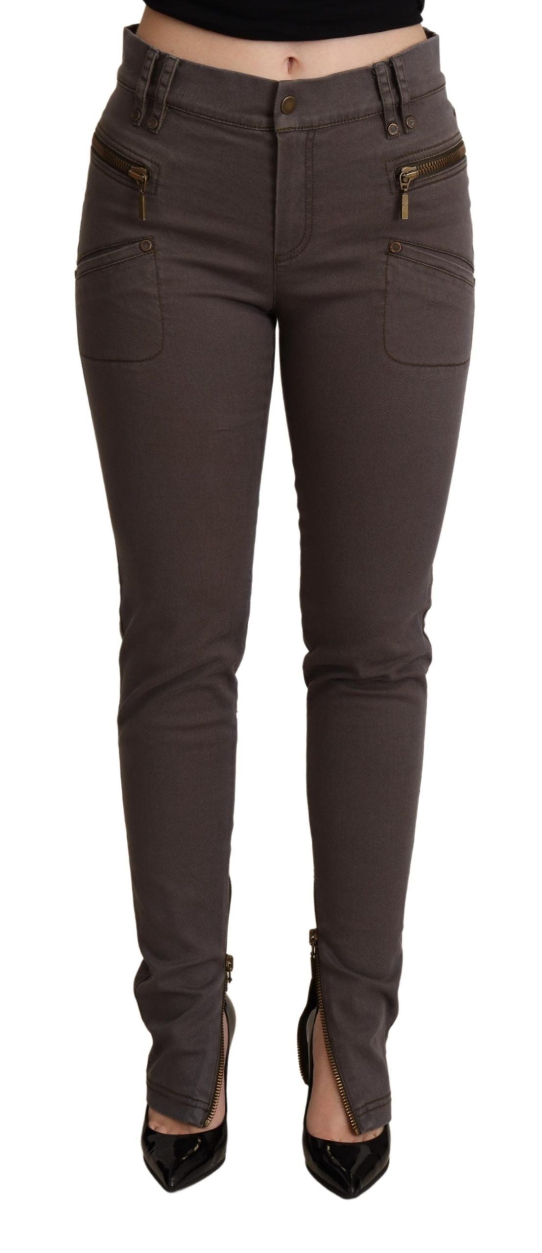 Bruna bomullsstretchiga skinny denimjeans