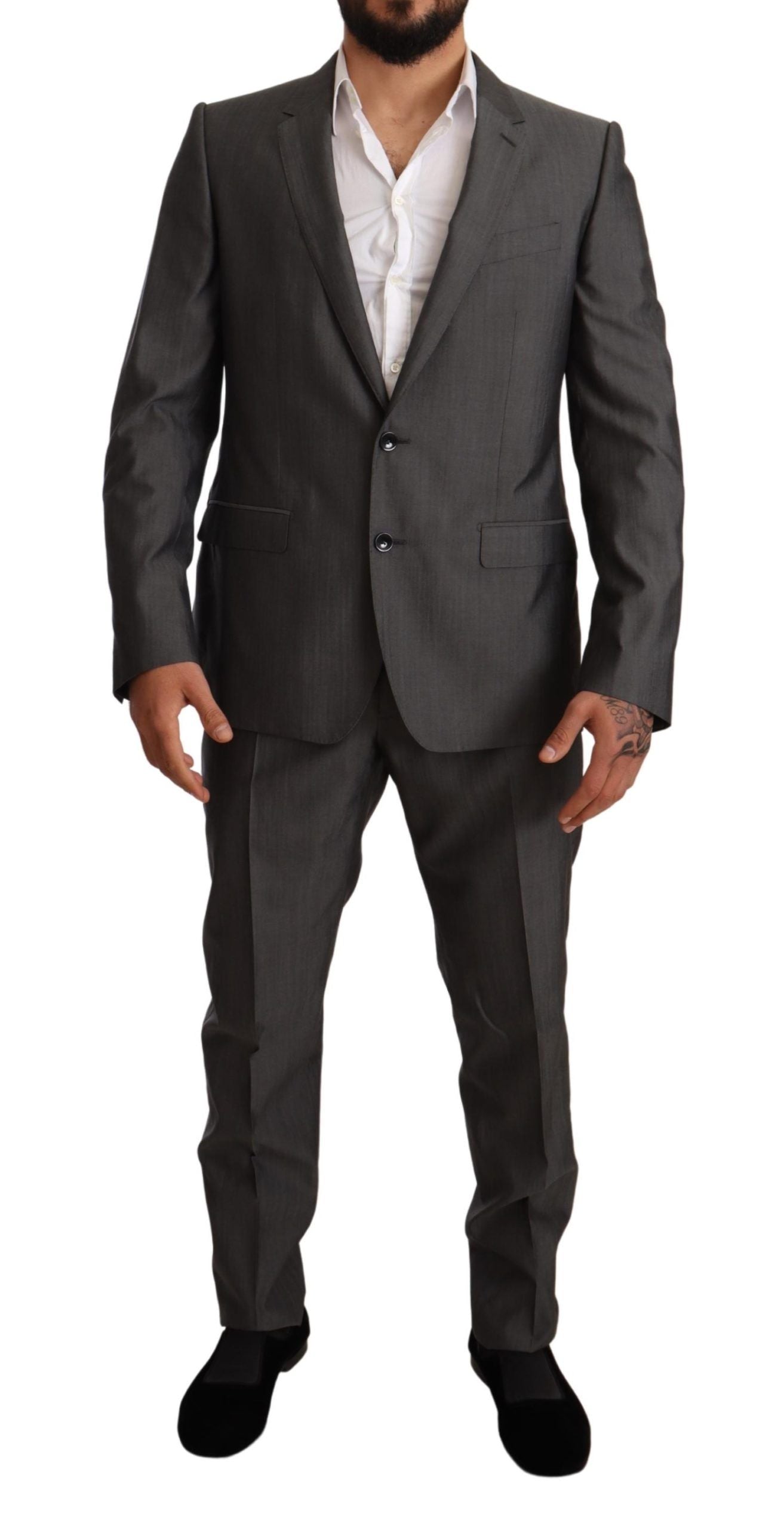 Grå metallisk MARTINI Slim Fit-settdress