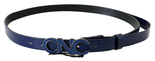 Costume National Blått Skinnbelte med Logo