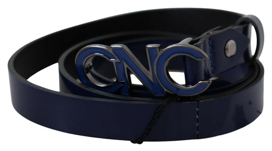 Costume National Blått Skinnbelte med Logo