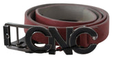 Costume National Maroon Skinny Leather Logo Fashion Belt