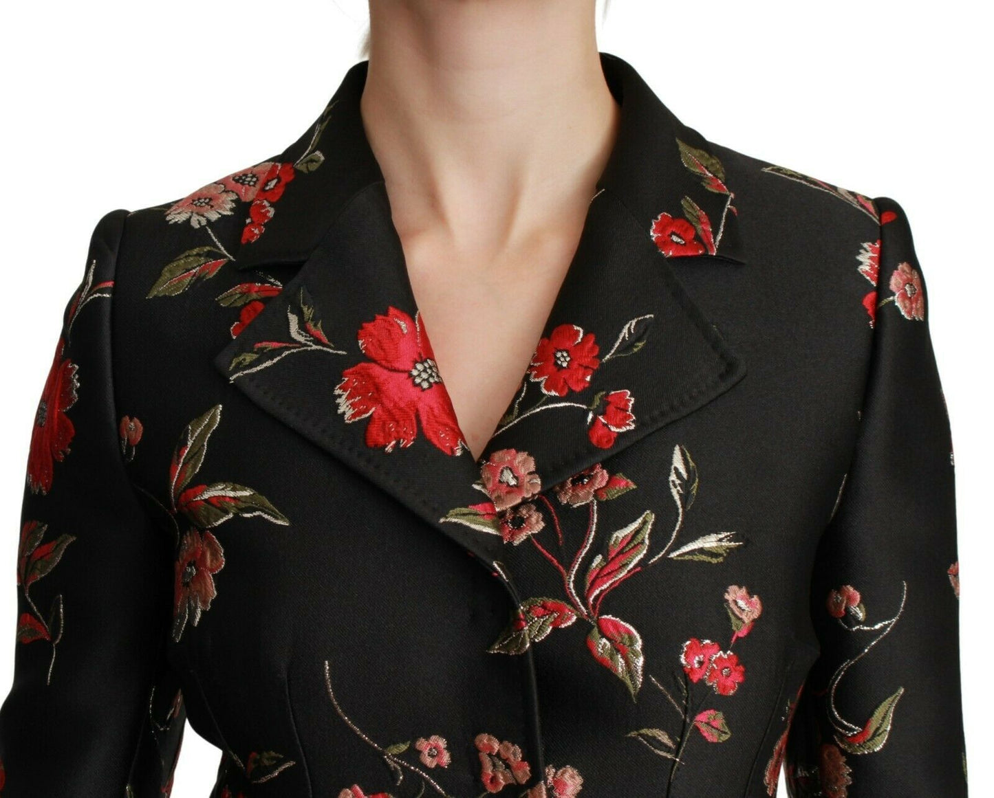Dolce & Gabbana Svart blommig broderad jacka