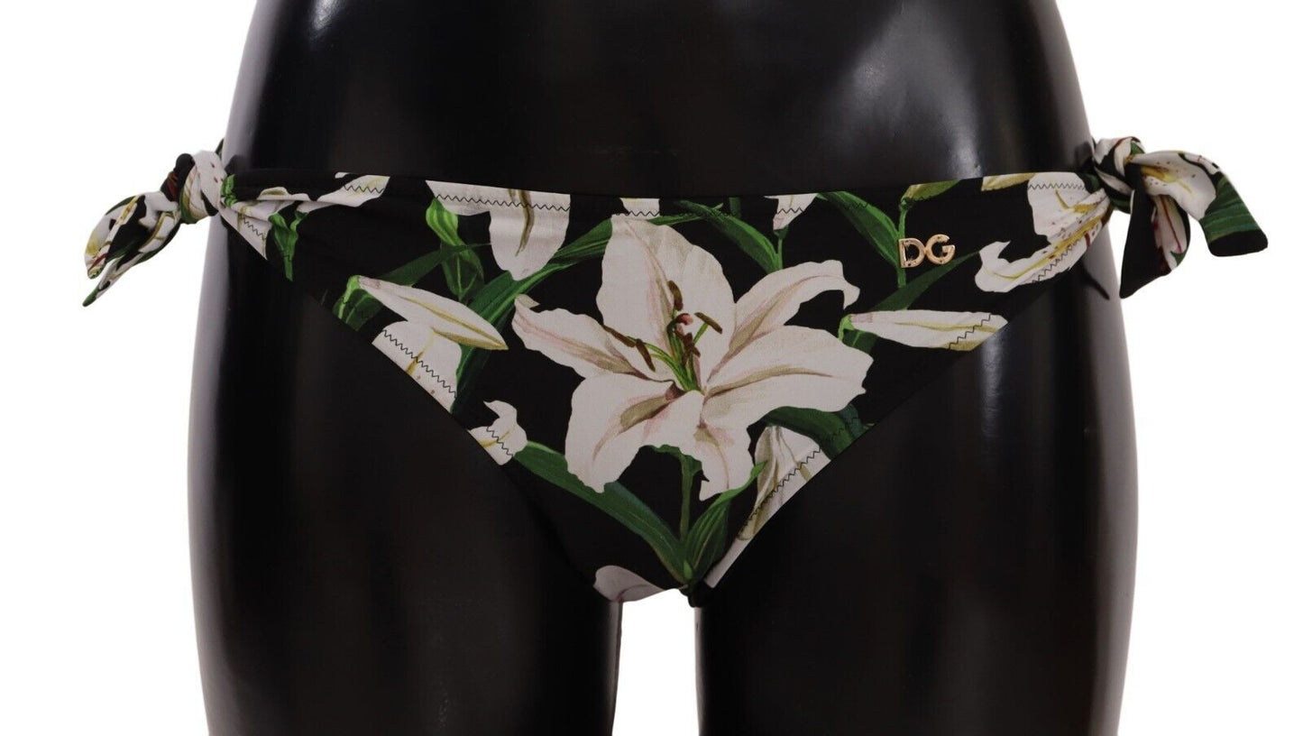 Dolce & Gabbana Bikiniunderdel Svart Lily Print Baddräkt Badkläder