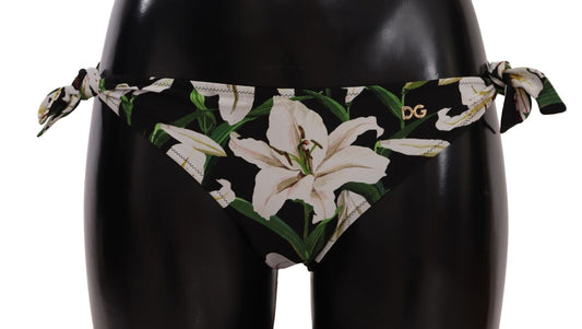 Dolce & Gabbana Bikiniunderdel Svart Lily Print Baddräkt Badkläder