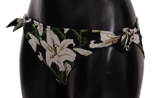Dolce & Gabbana Bikiniunderdel Svart Lily Print Baddräkt Badkläder