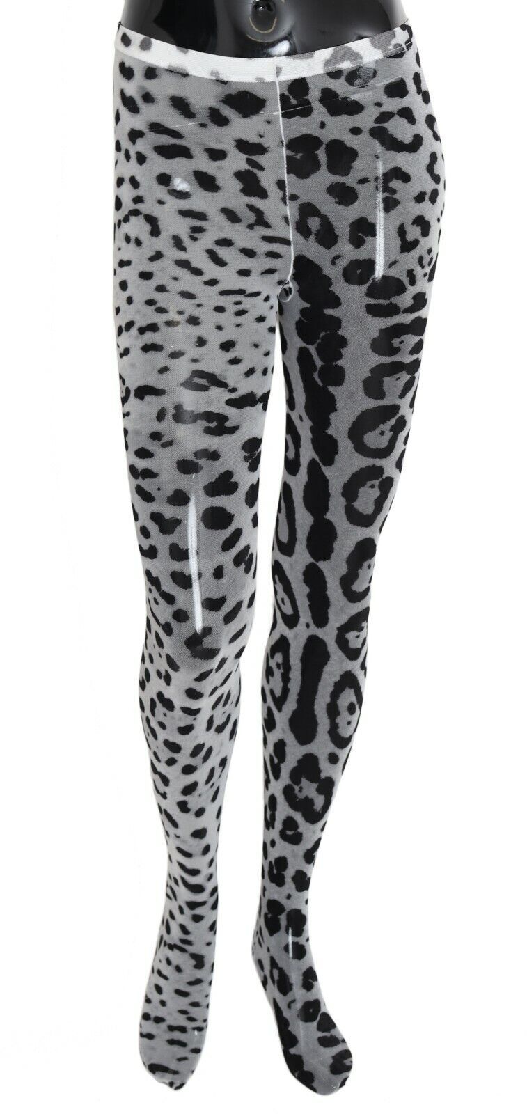 Grå leopardprint netting nylon strømpebukser
