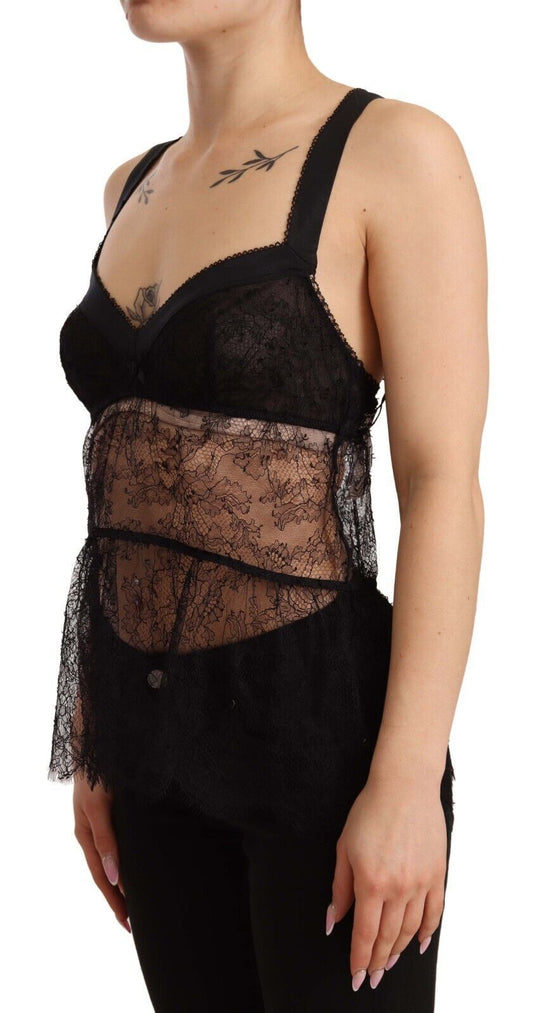 Dolce & Gabbana svart silkeblonder babydoll nylonundertøystopp