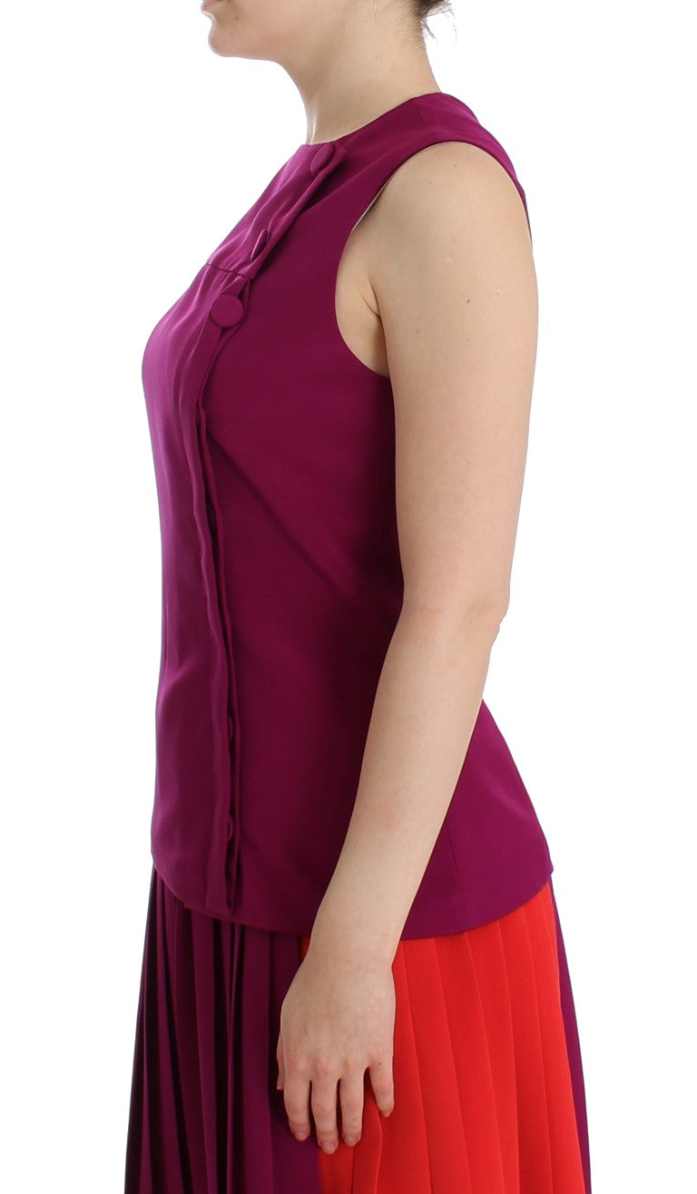 Barbara Casasola Purple Silk ärmlös blustopp