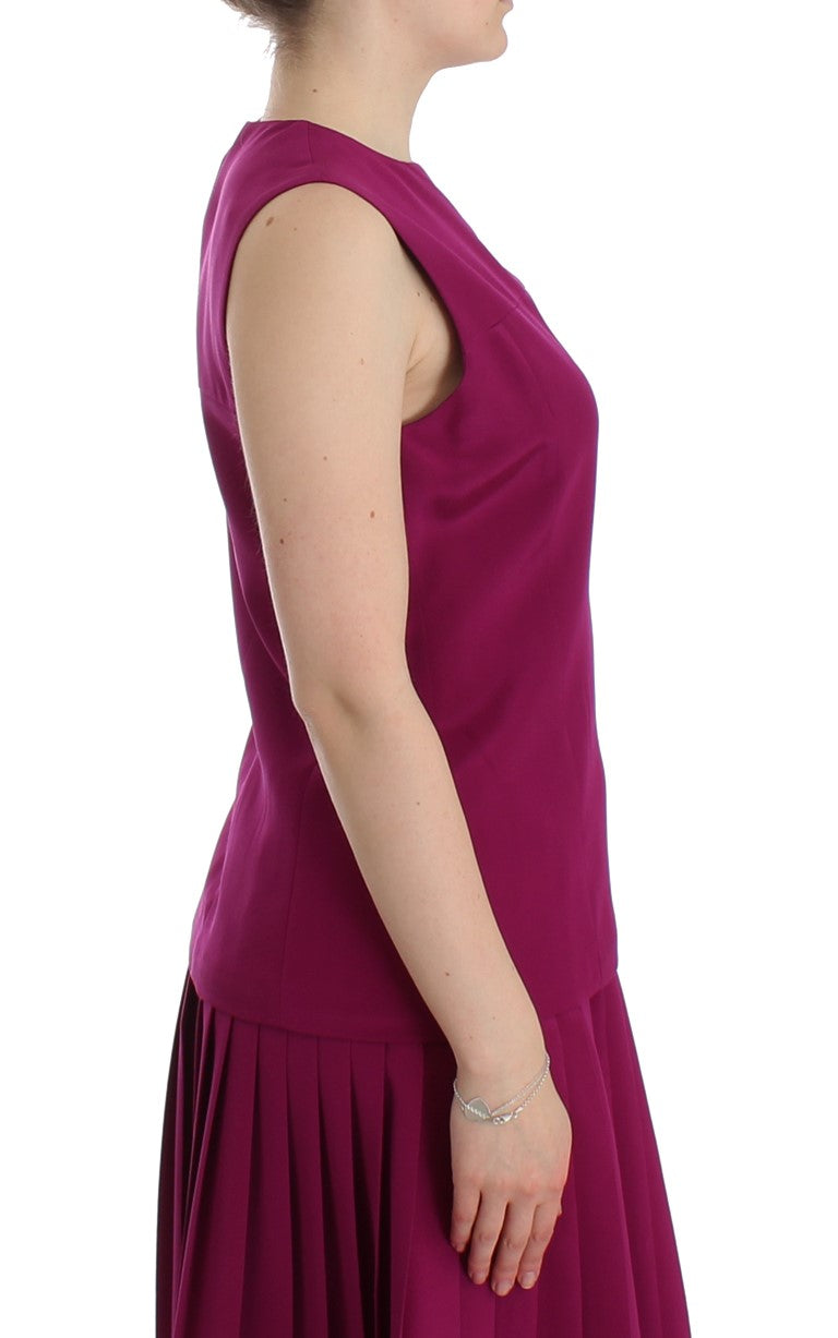 Barbara Casasola Purple Silk ärmlös blustopp