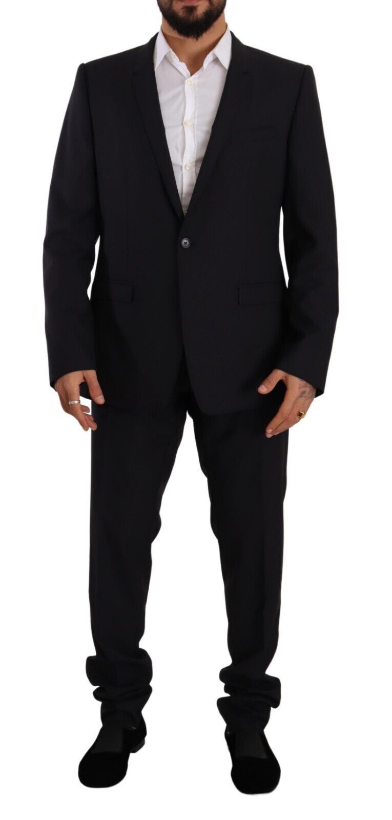 Blå GULL ull enkeltspent 2-delt dress
