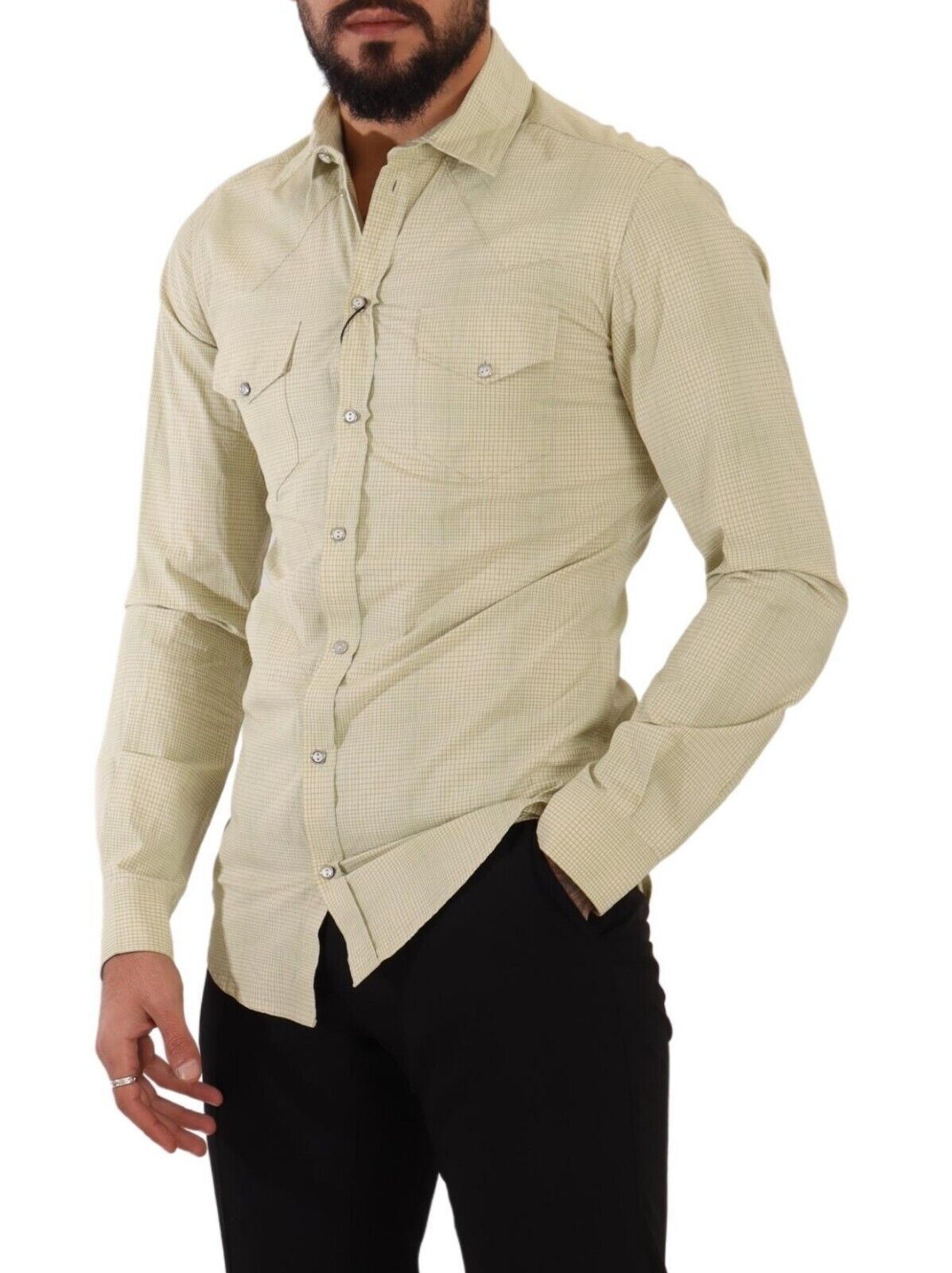 Dolce & Gabbana Gul SICILIA Bomullsskjorta i Casual Slim Fit