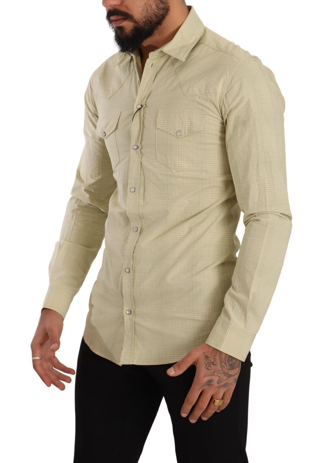 Dolce & Gabbana Gul SICILIA Bomullsskjorta i Casual Slim Fit