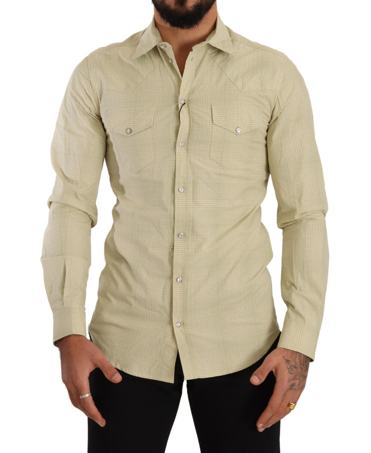 Dolce & Gabbana Gul SICILIA Bomullsskjorta i Casual Slim Fit